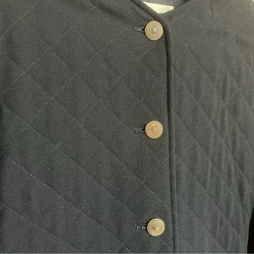 VTG Jaeger Jacket/Blazer SZ 12 BLK Quilted Retro Classic Cropped Button Up - Picture 3 of 13